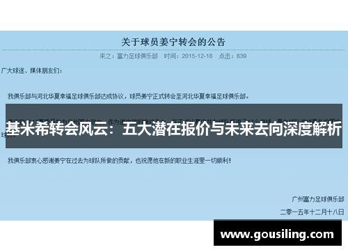基米希转会风云：五大潜在报价与未来去向深度解析